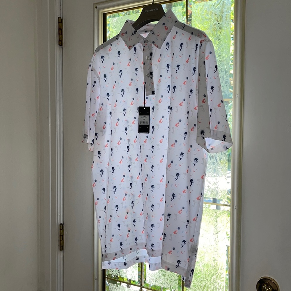 Straight Down mens sirena white L short sleeve shirt